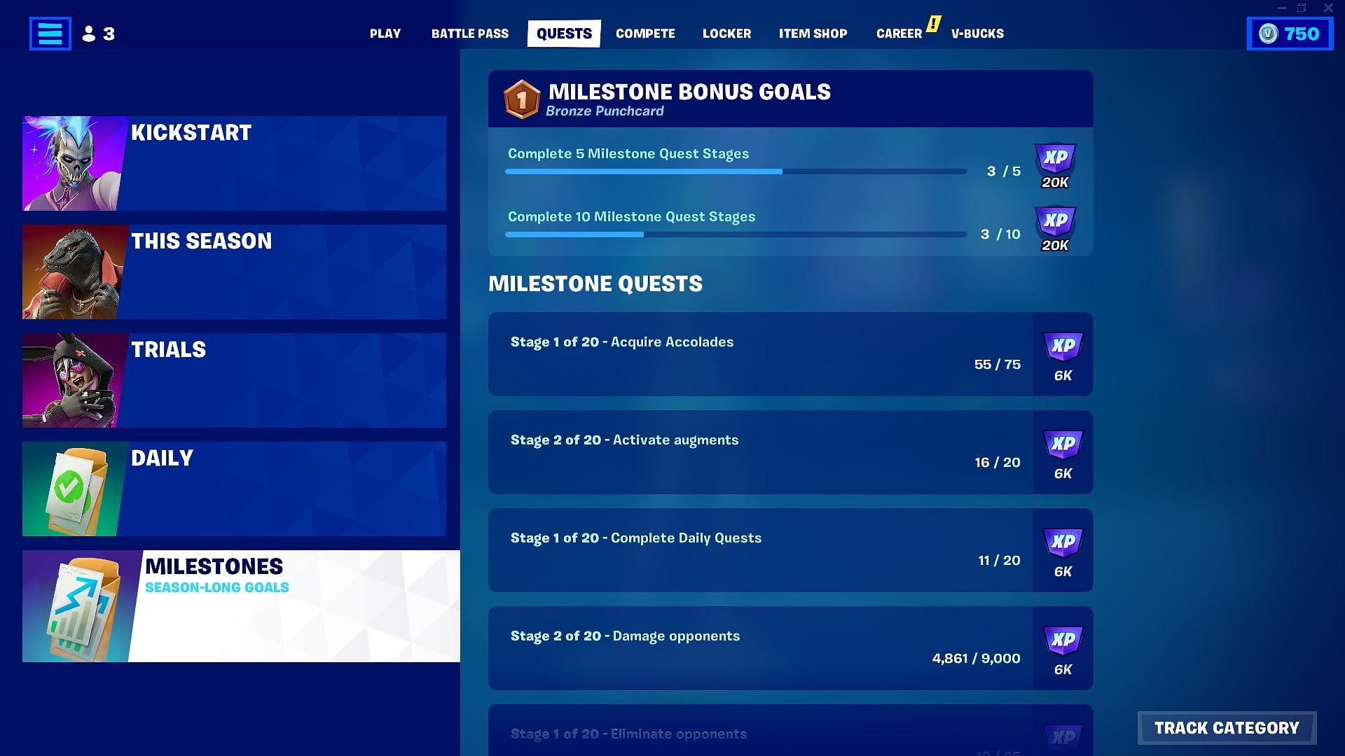 Don't focus too much on completing Milestones (Image via Epic Games/Fortnite)